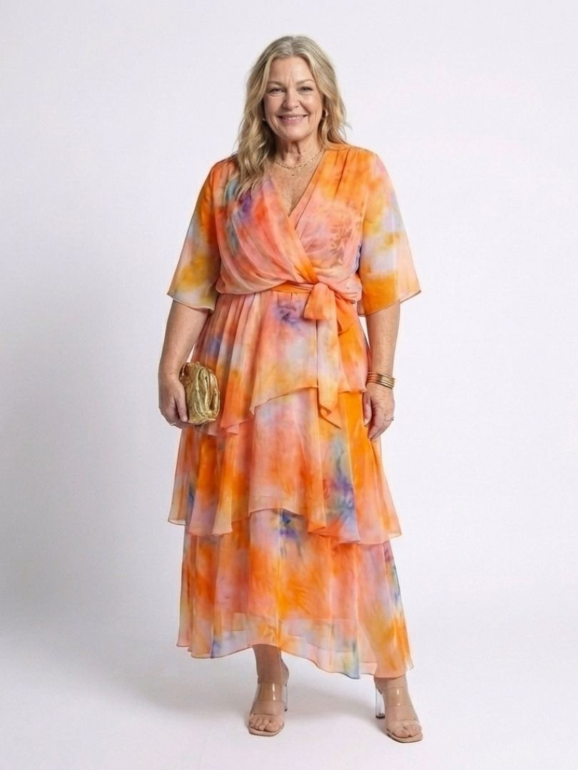 Ophelia | Sheer Layered Tie Waist Maxi Dress