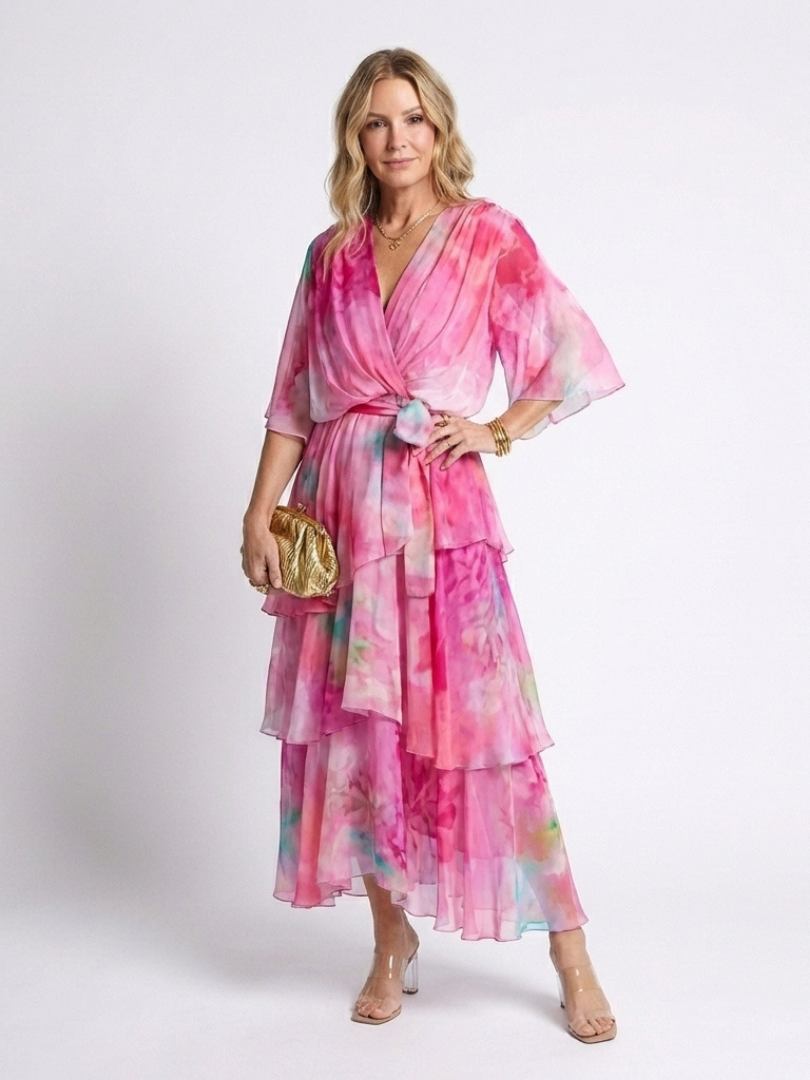 Ophelia | Sheer Layered Tie Waist Maxi Dress