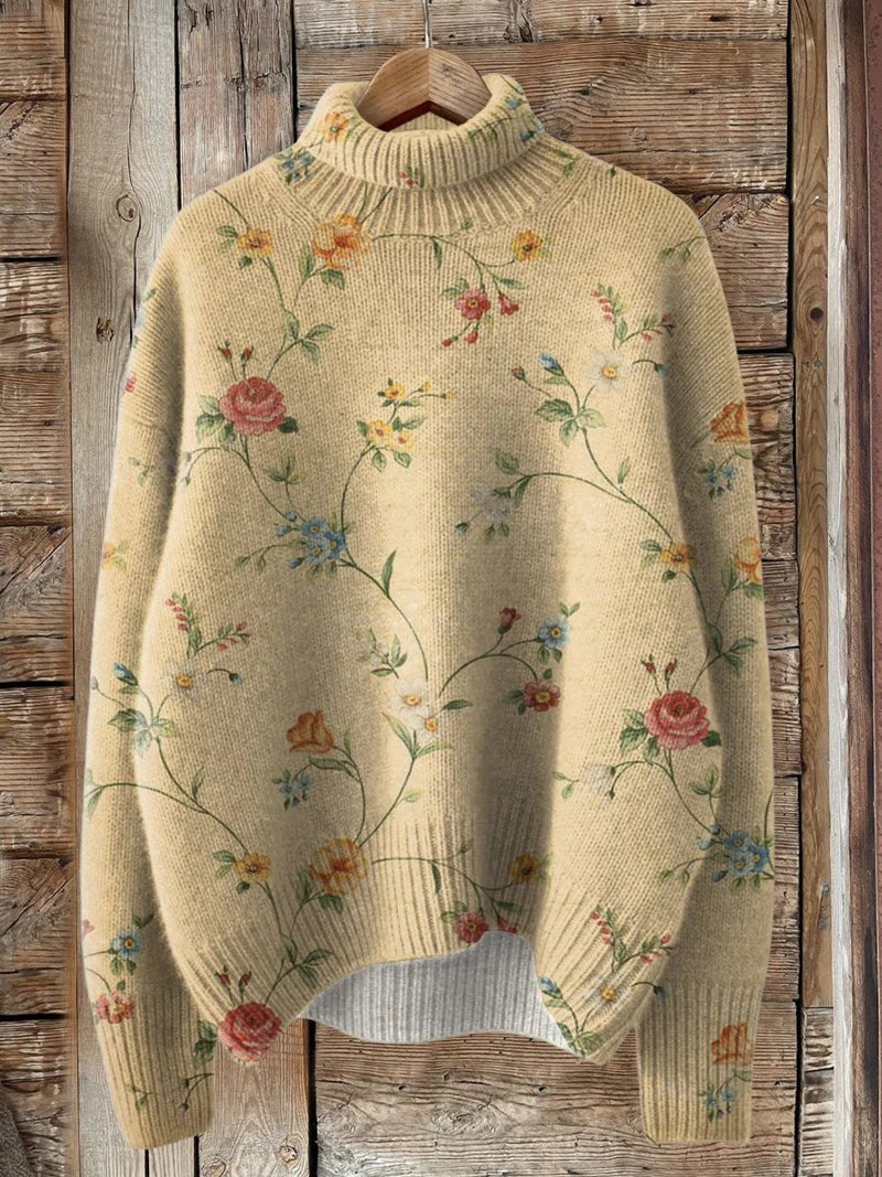 Cordelia | Vintage Floral Roll Neck Jumper