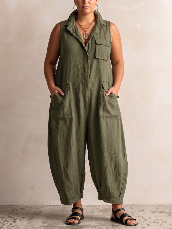 Alessia | Casual Sleeveless Cargo Jumpsuit