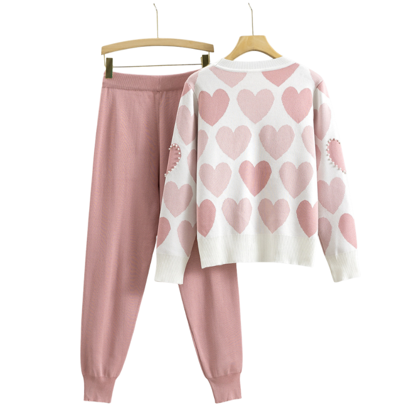 MARIANNE™ – Cozy Heart Pattern Soft Knit Two-Piece Set