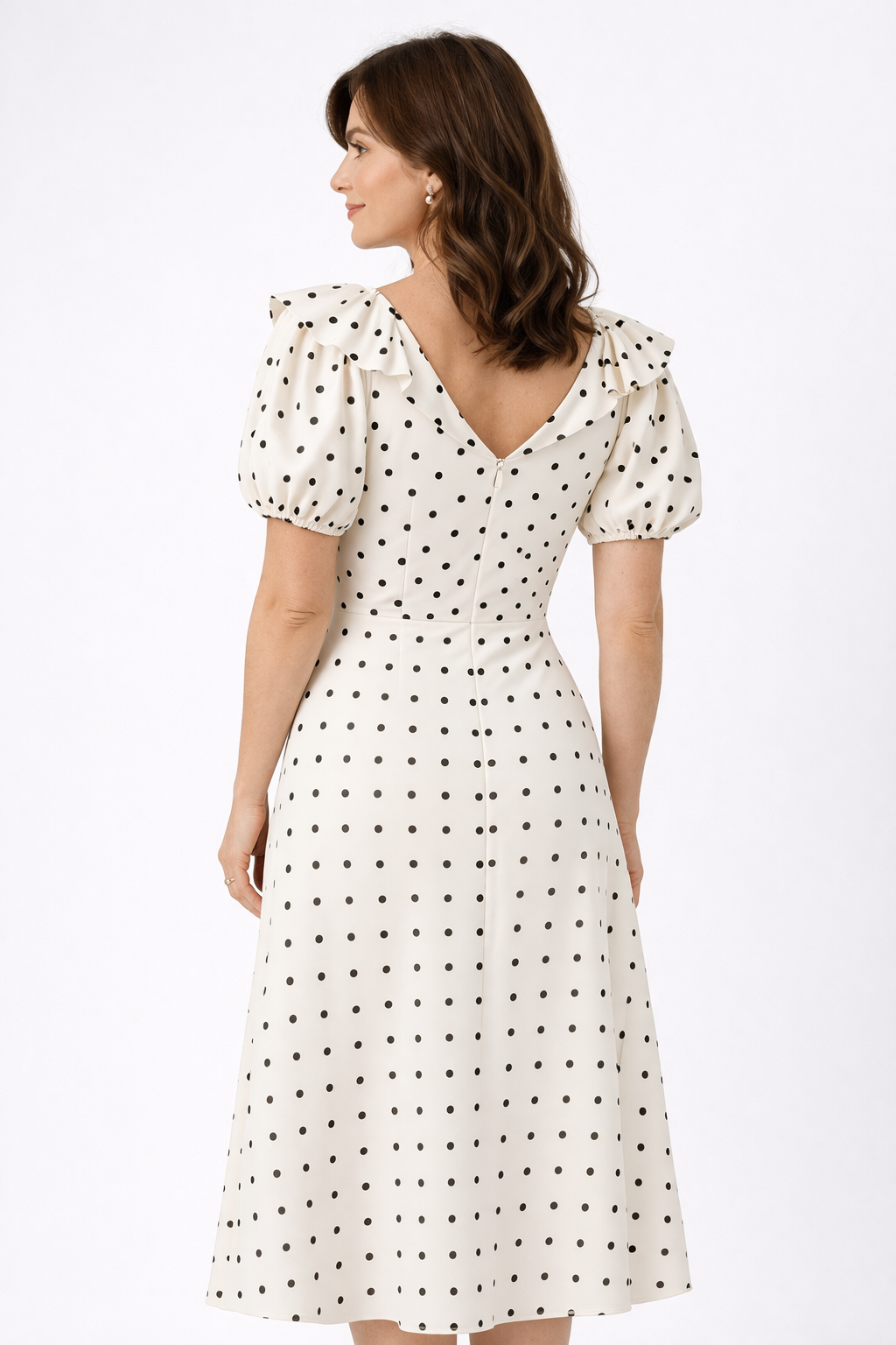 Loveday | Polka Dot Ruffle Midi Dress