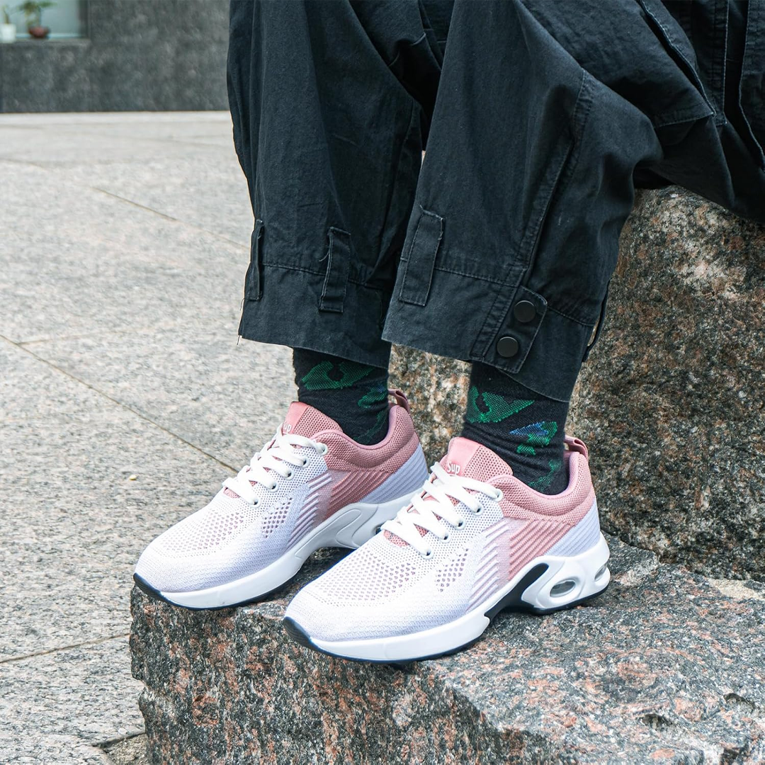 Madison | Cushioned Shoes in White and Pink