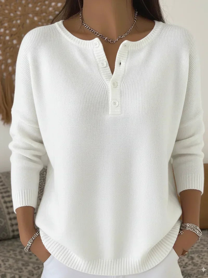 Helena | Henley Button Up Knit Jumper