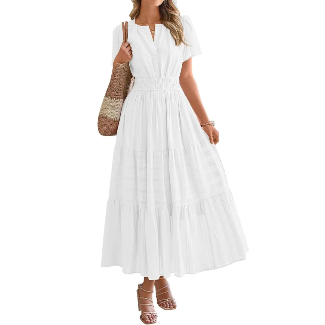 DELIA™ – Flirty V-Neck Puff Sleeve Dress