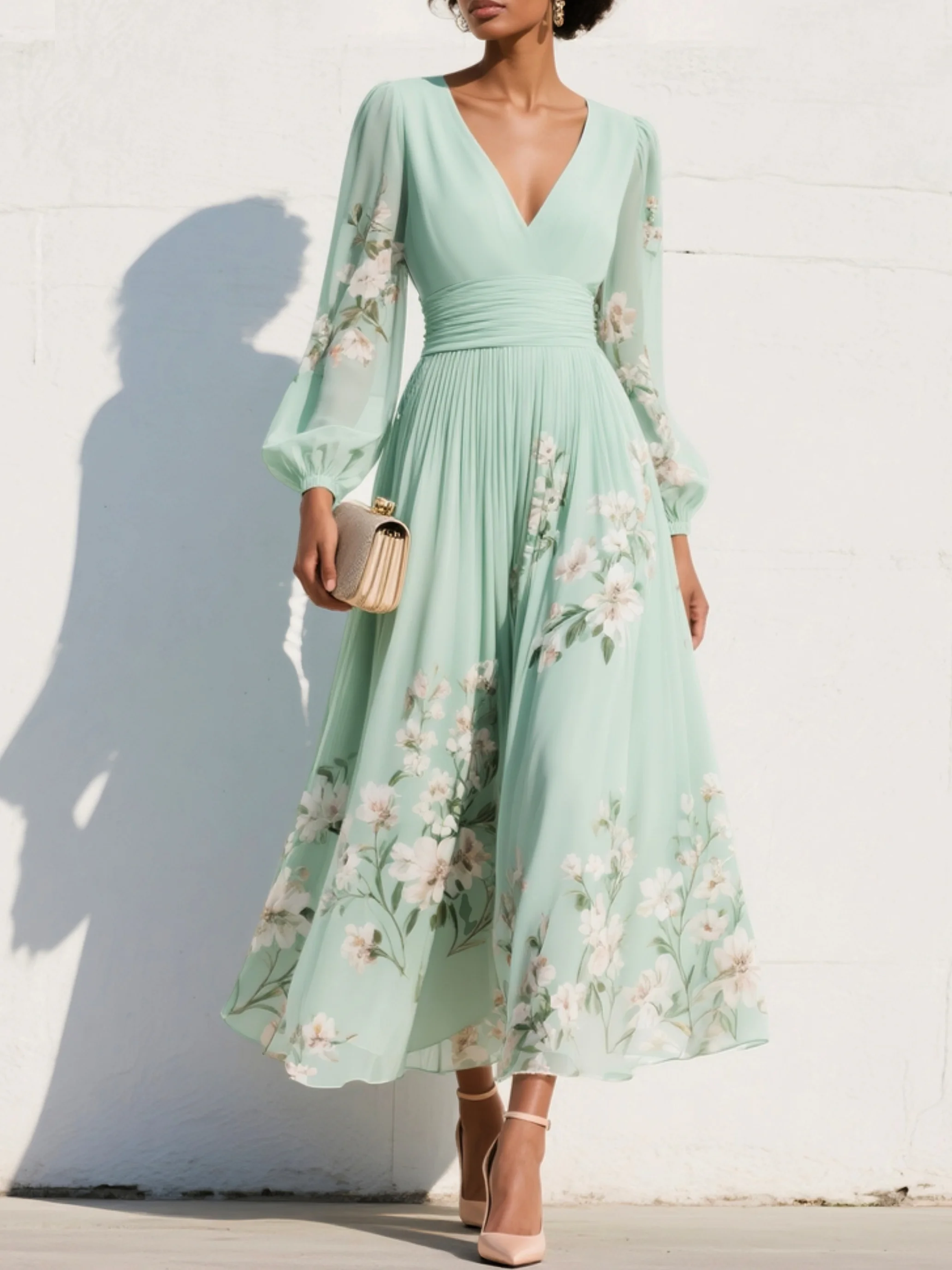 Emmeline | Puff Sleeve Midi Dress
