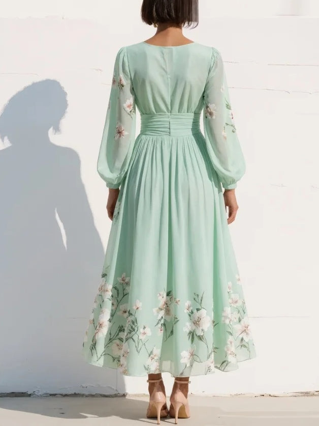 Emmeline | Puff Sleeve Midi Dress