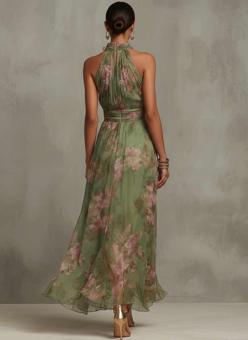 Cassia | Floral Halter Maxi Dress
