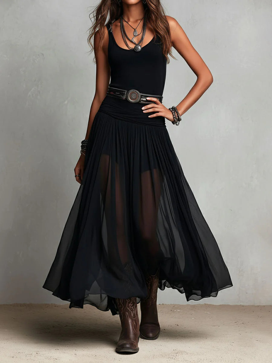 Louisa | Sleeveless Tank Top With Tulle Skirt