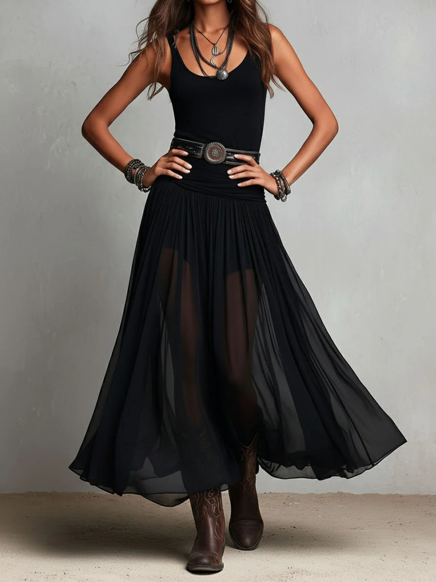 Louisa | Sleeveless Tank Top With Tulle Skirt