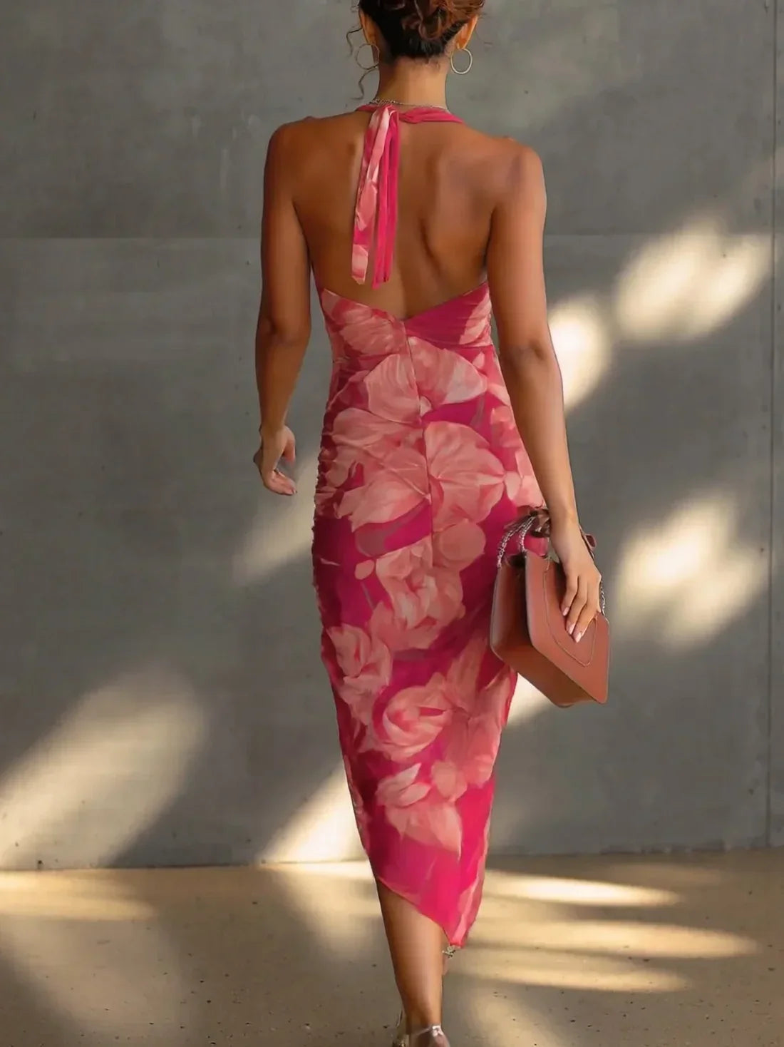 Aurora | Ruched Halter Midi Dress