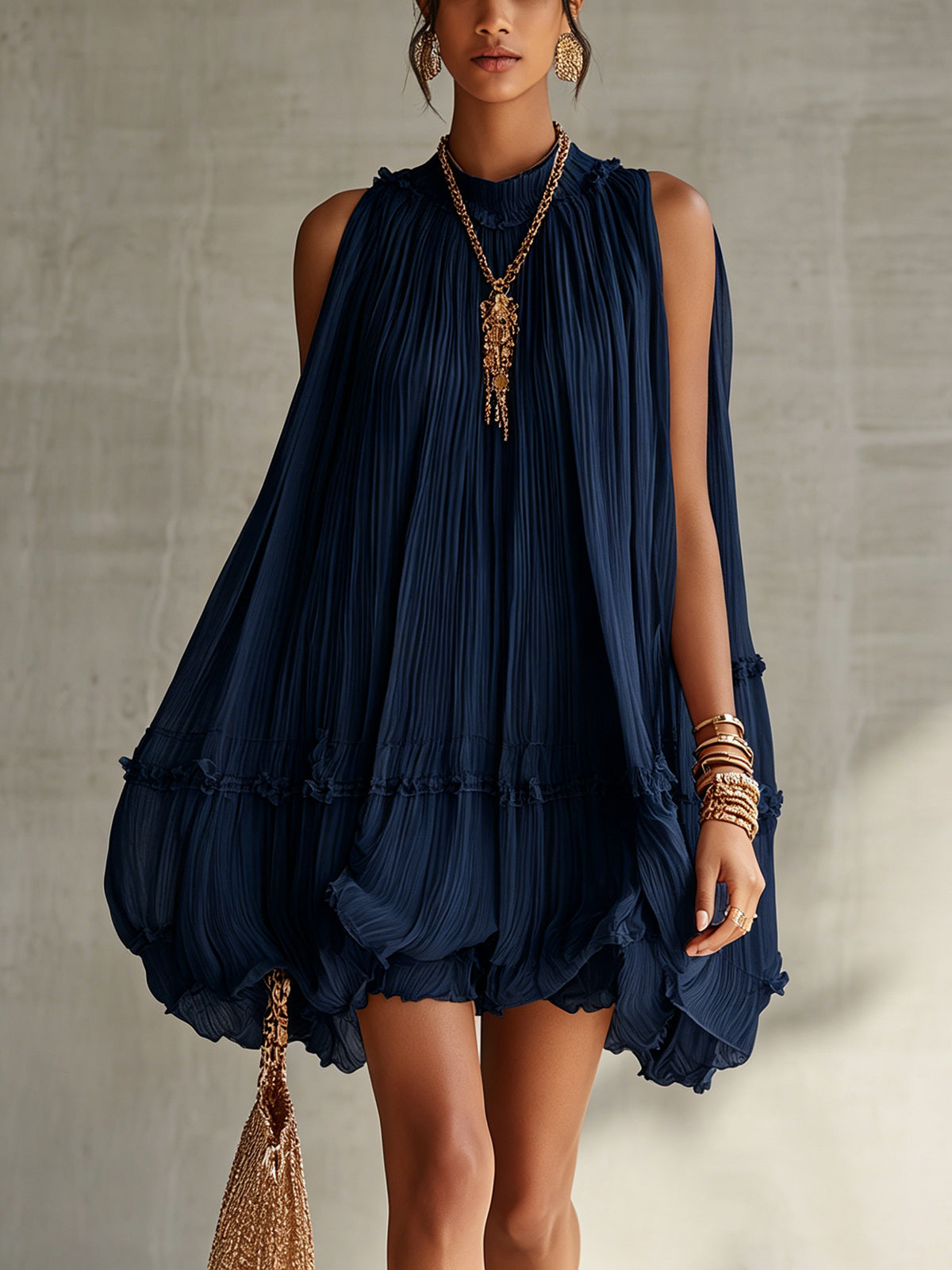 Primrose | Midnight Blue Ruffle Midi Dress
