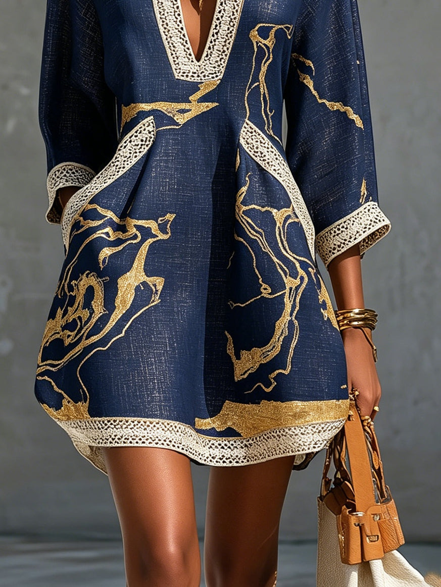 Cosette | Lace V Neck Mini Dress