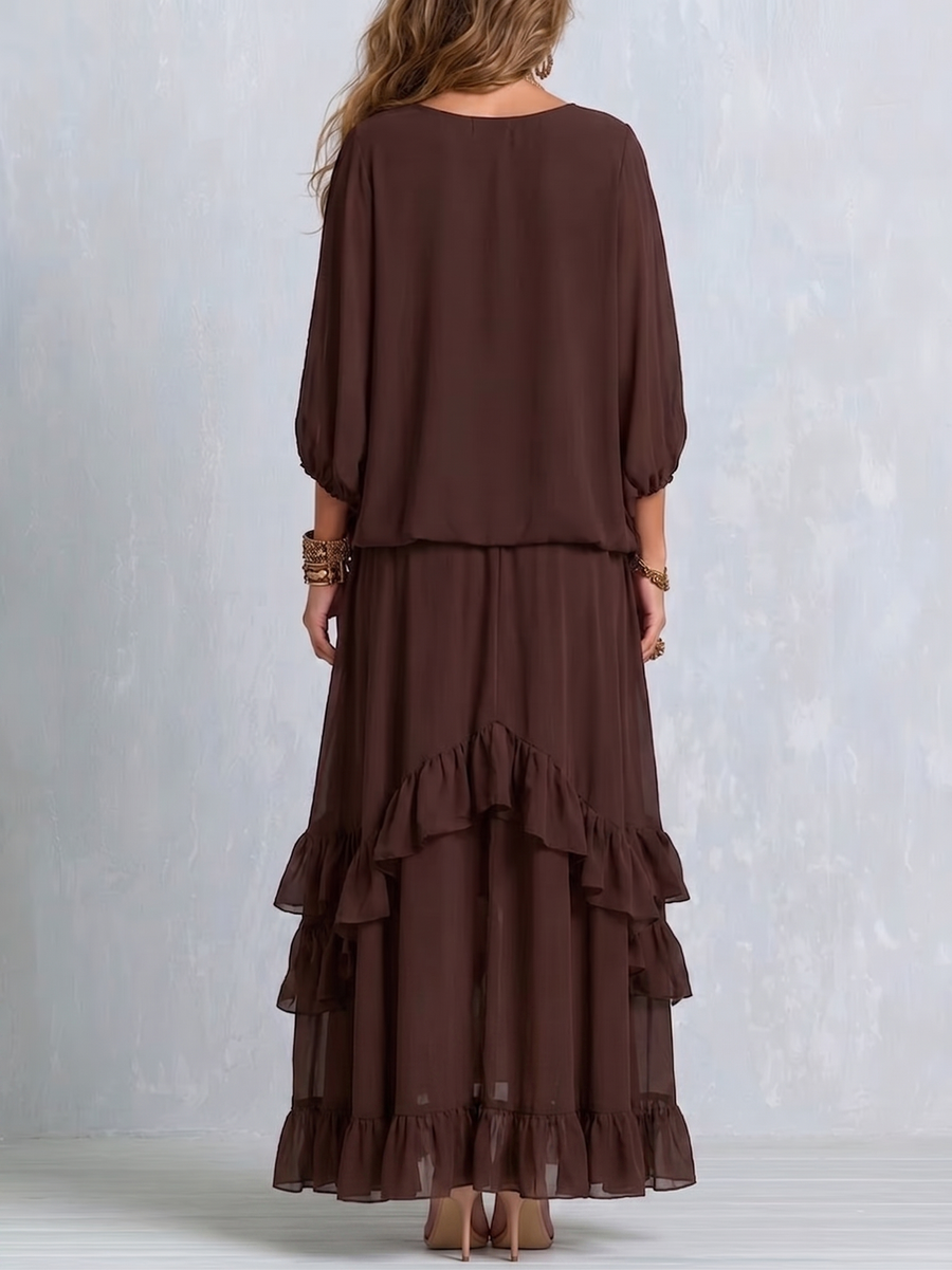 Adriana | Chiffon Tassel V Neck Two Piece