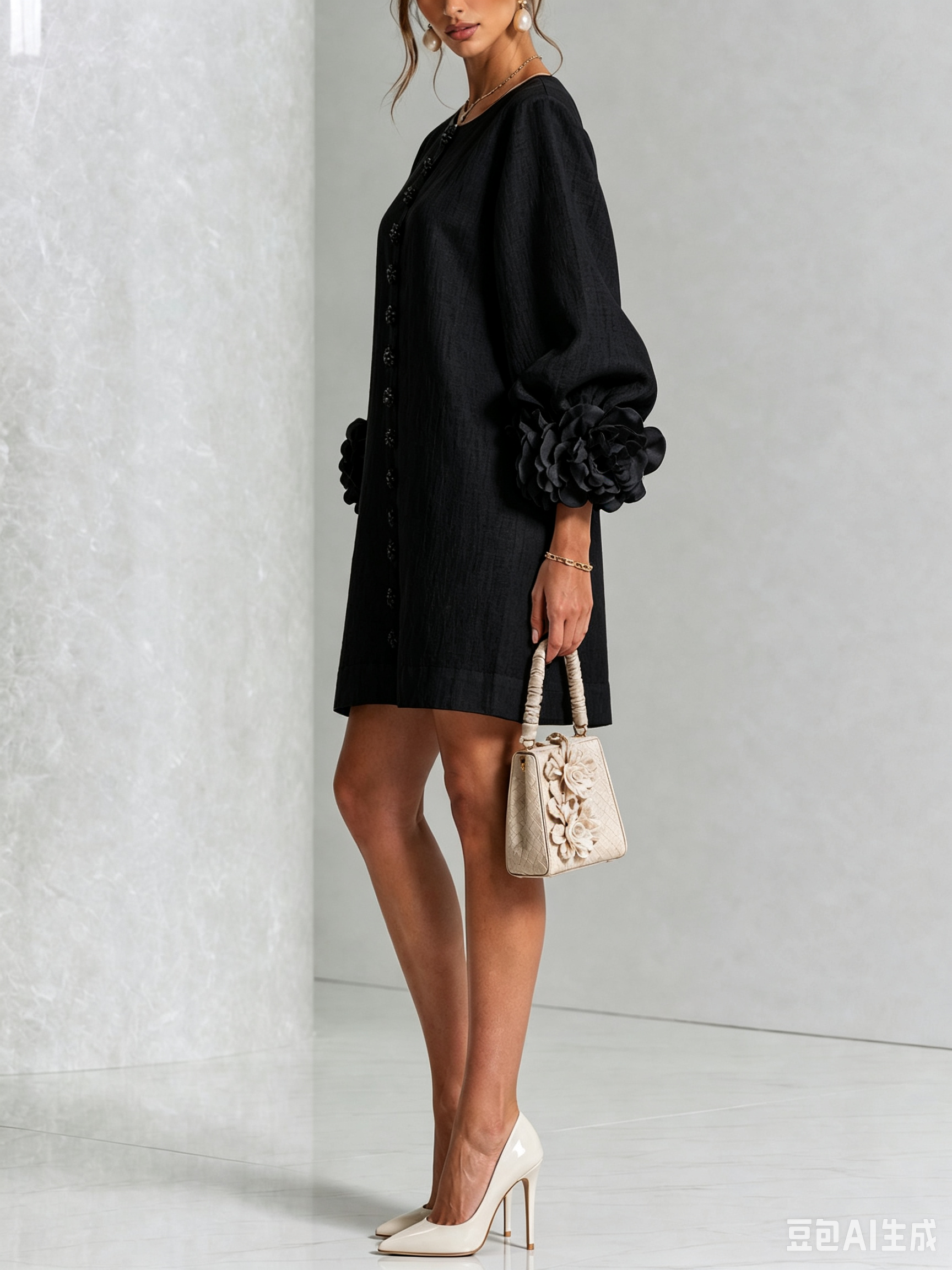 Anya | Floral Button Down Mini Dress with Striking Floral Cuffs