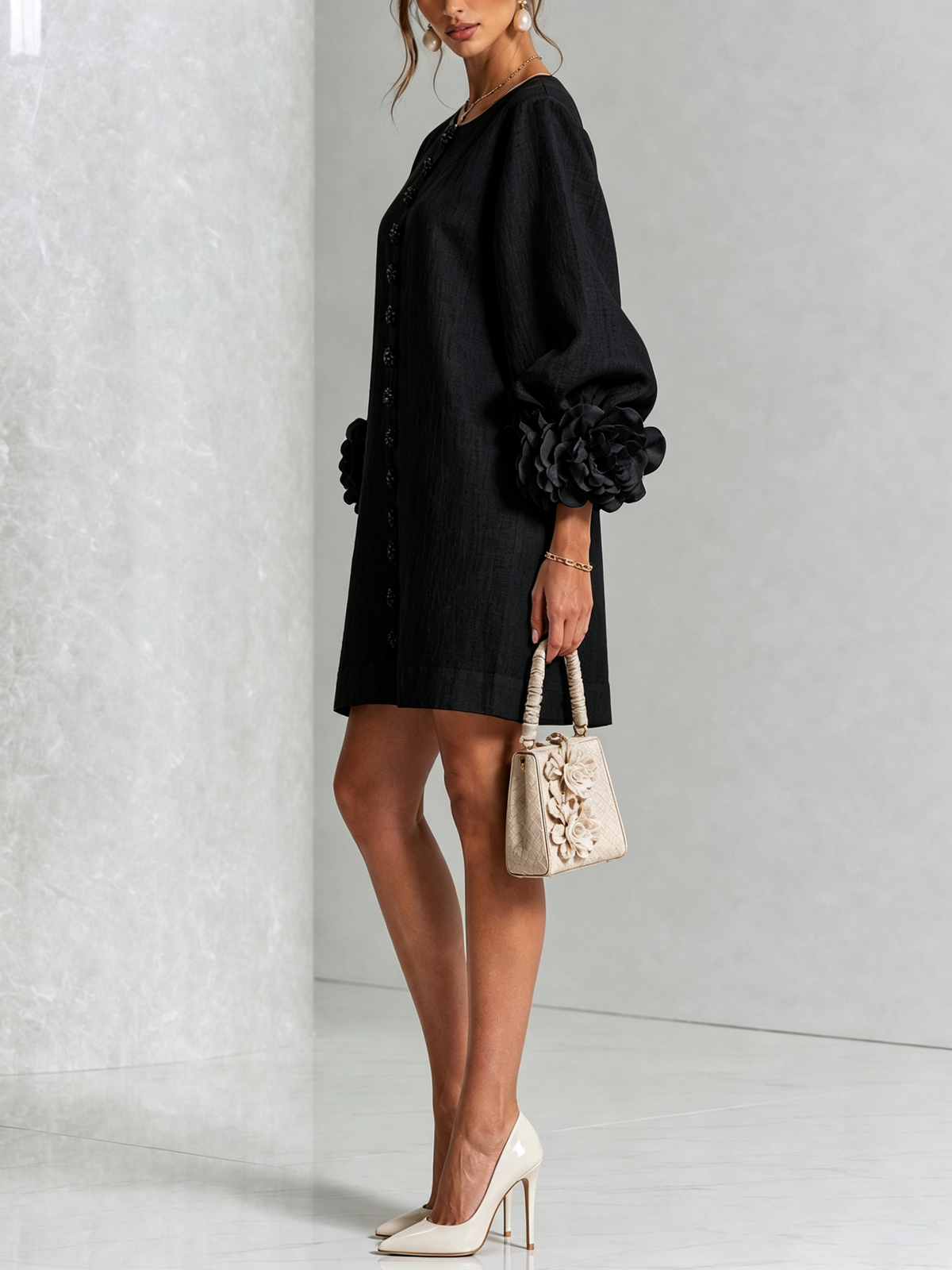 Anastasia | Floral Cuff Mini Dress