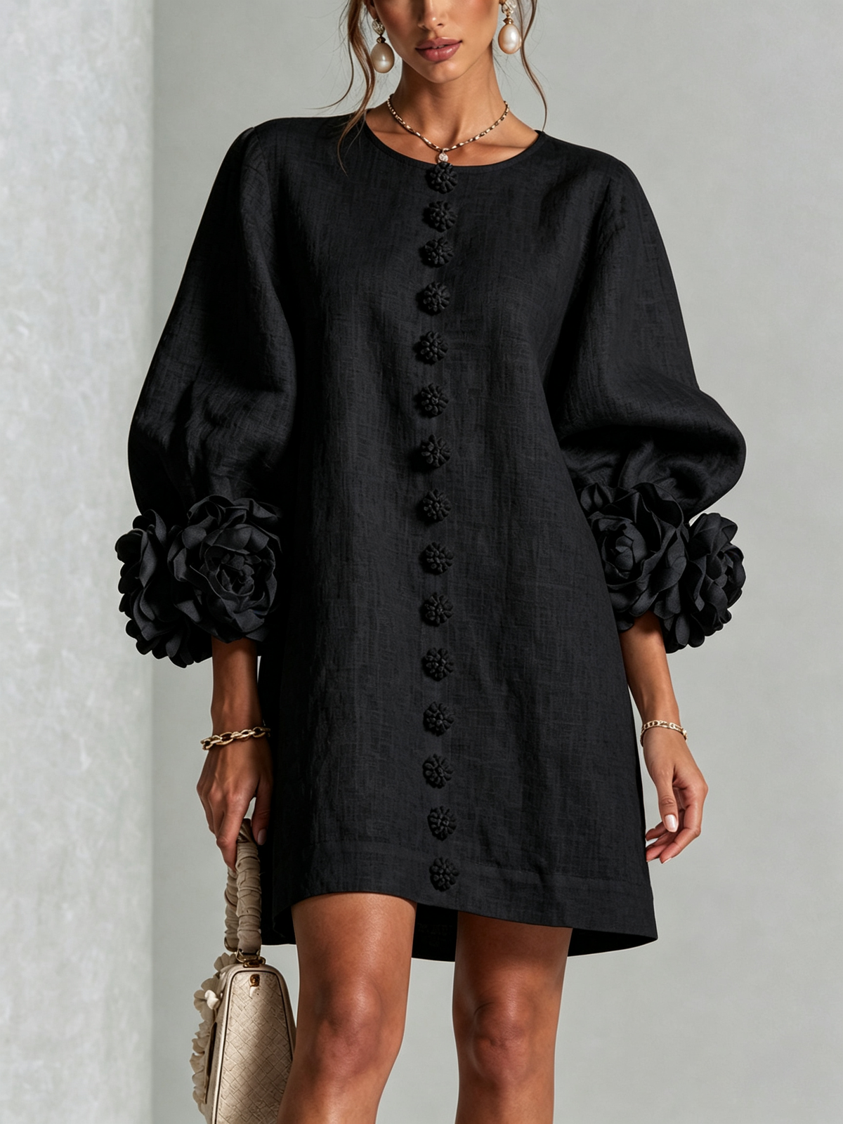 Anastasia | Floral Cuff Mini Dress