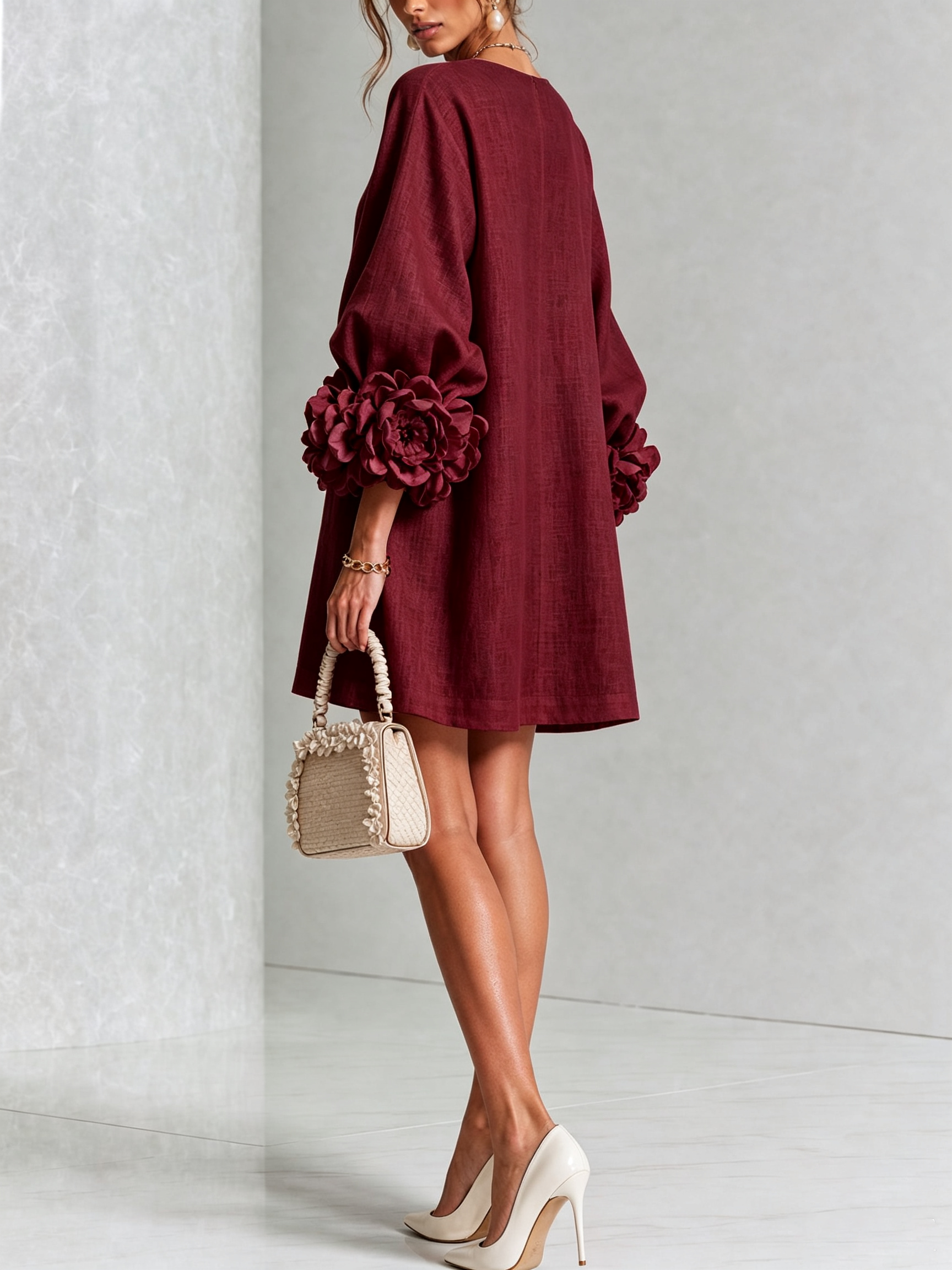 Anya | Floral Button Down Mini Dress with Striking Floral Cuffs
