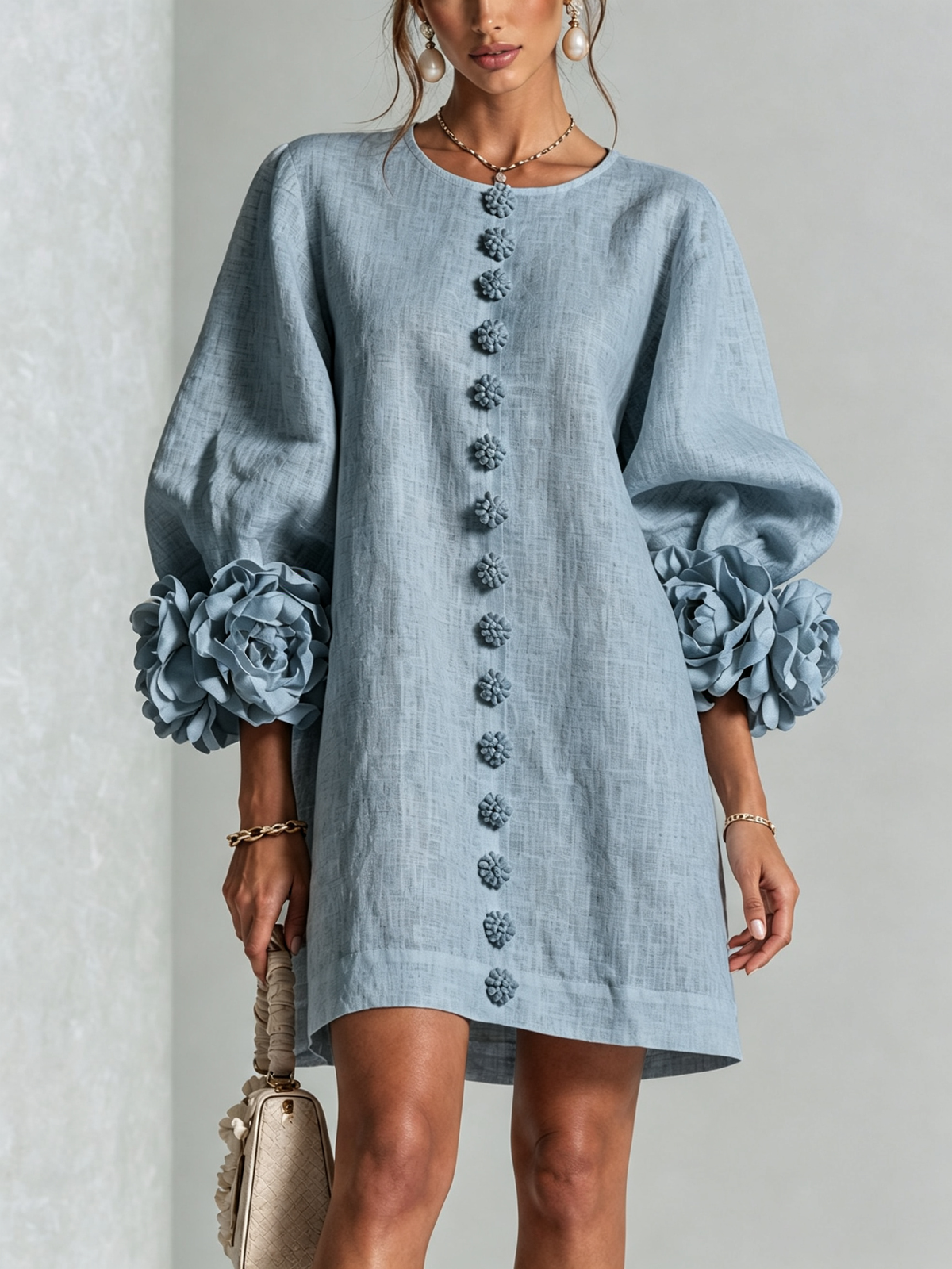 Anneliese | Blossom Cuff Button Mini Dress