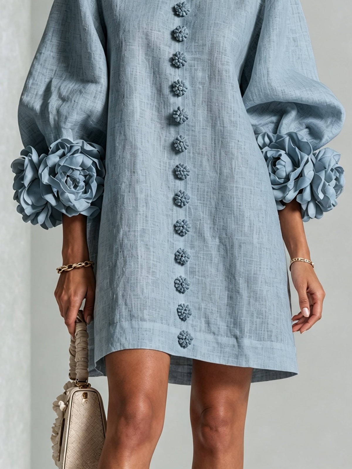 Anneliese | Blossom Cuff Button Mini Dress