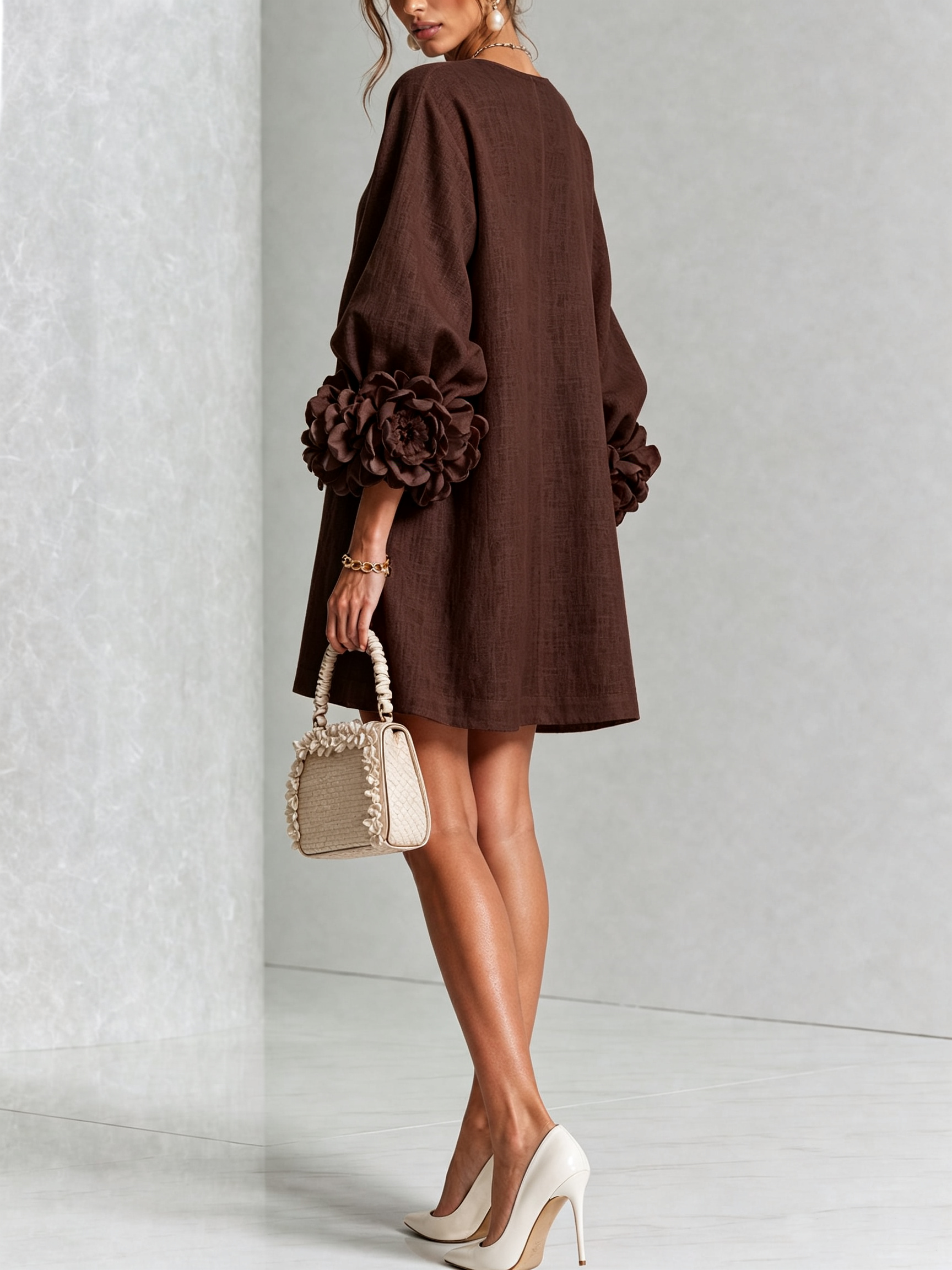 Anya | Floral Button Down Mini Dress with Striking Floral Cuffs