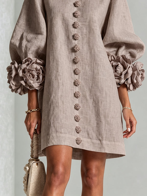Dorothy | Floral Cuff Button Front Mini Dress