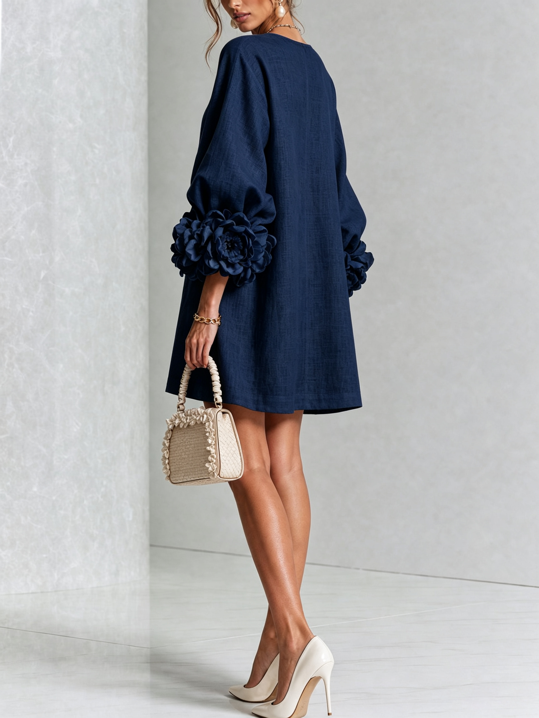 Anya | Floral Button Down Mini Dress with Striking Floral Cuffs