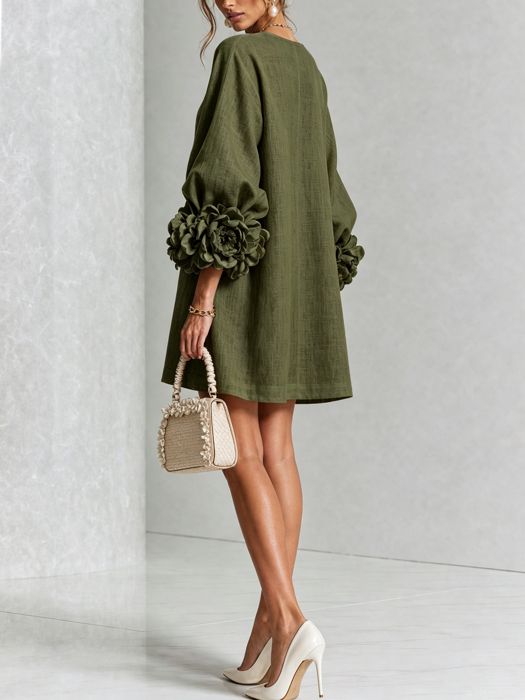 Anya | Floral Button Down Mini Dress with Striking Floral Cuffs