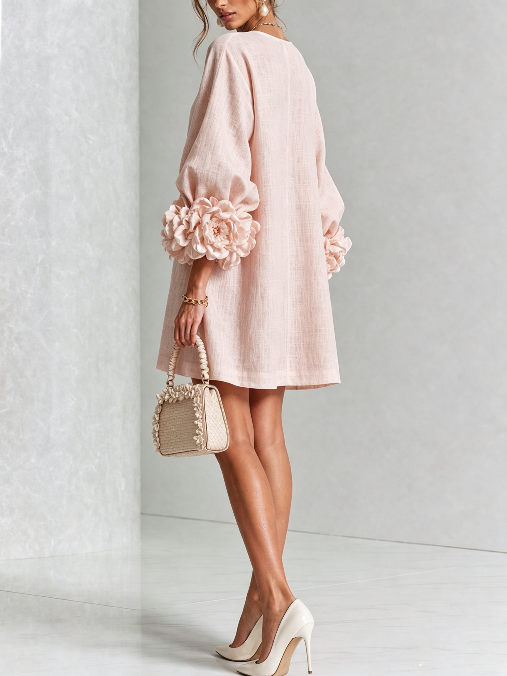 Anya | Floral Button Down Mini Dress with Striking Floral Cuffs