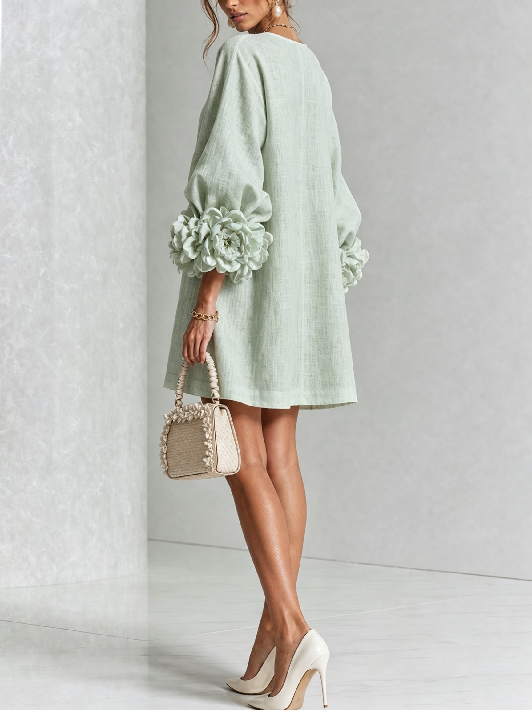 Anya | Floral Button Down Mini Dress with Striking Floral Cuffs