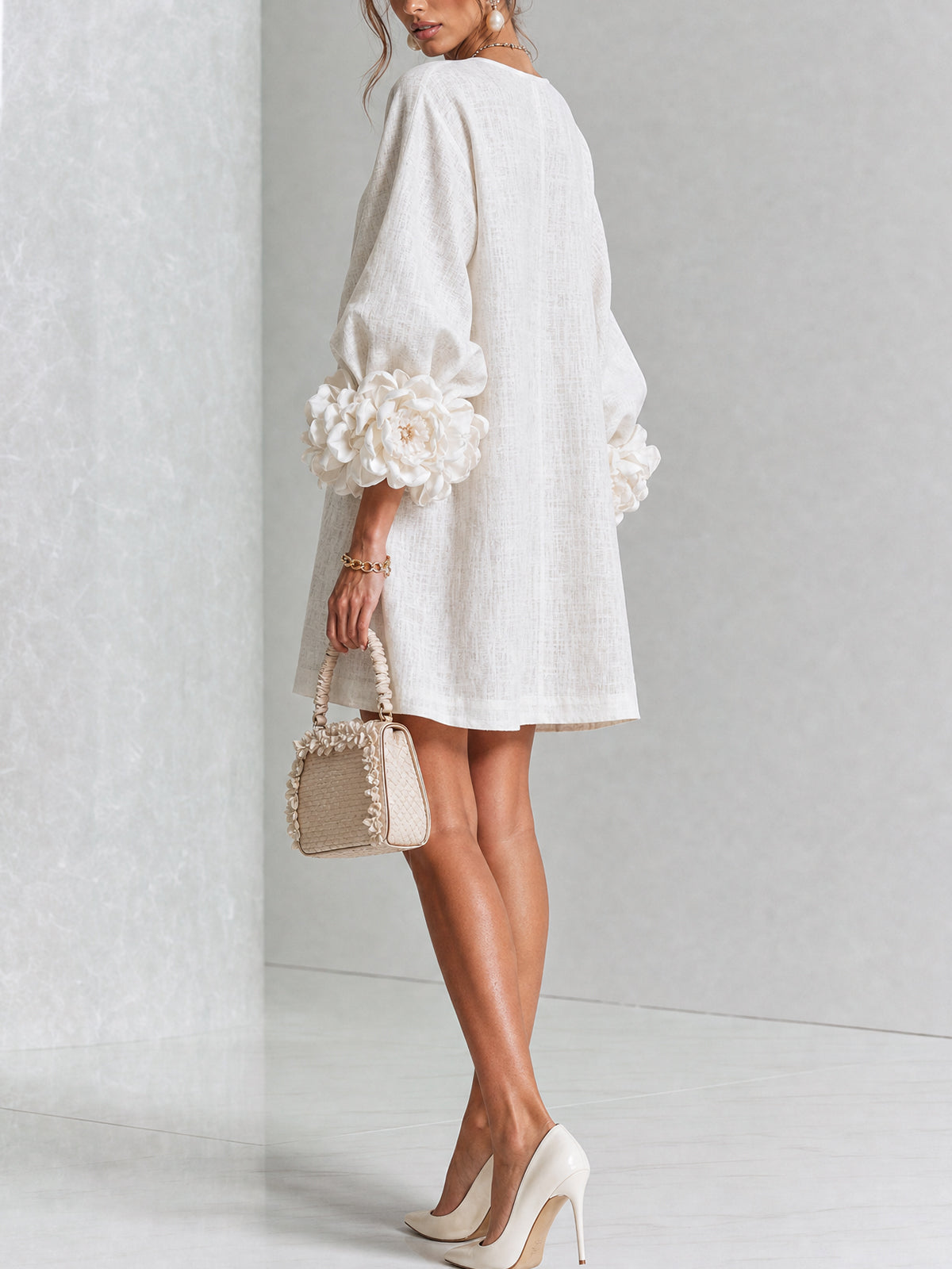 Anya | Floral Button Down Mini Dress with Striking Floral Cuffs