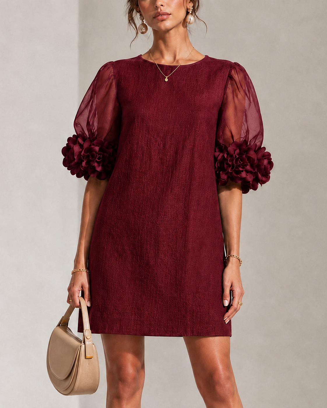 Willa | Floral Cuff Puff Sleeve Mini Dress