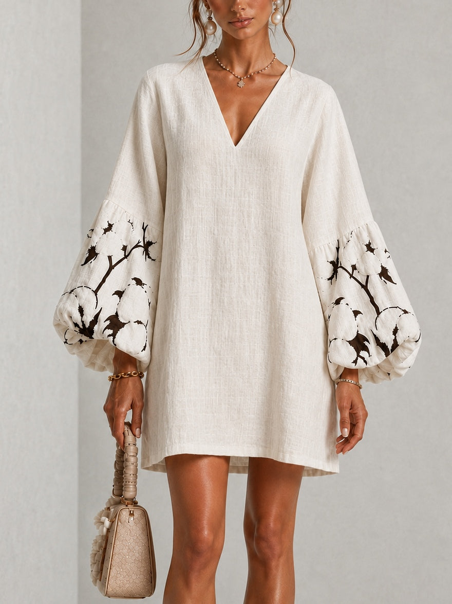 Adelaide | Embroidered Puff Sleeve Mini Dress