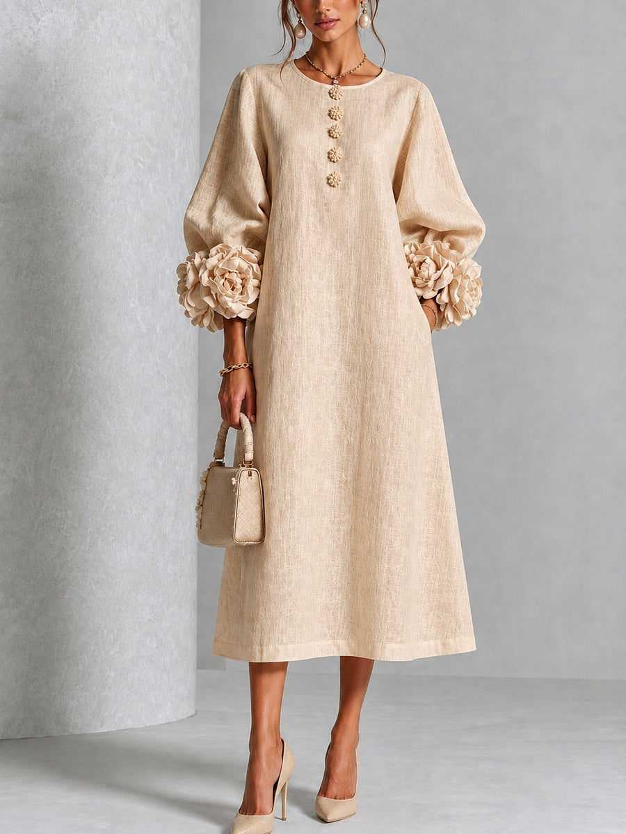 Adele | Floral Cuff Midi Dress