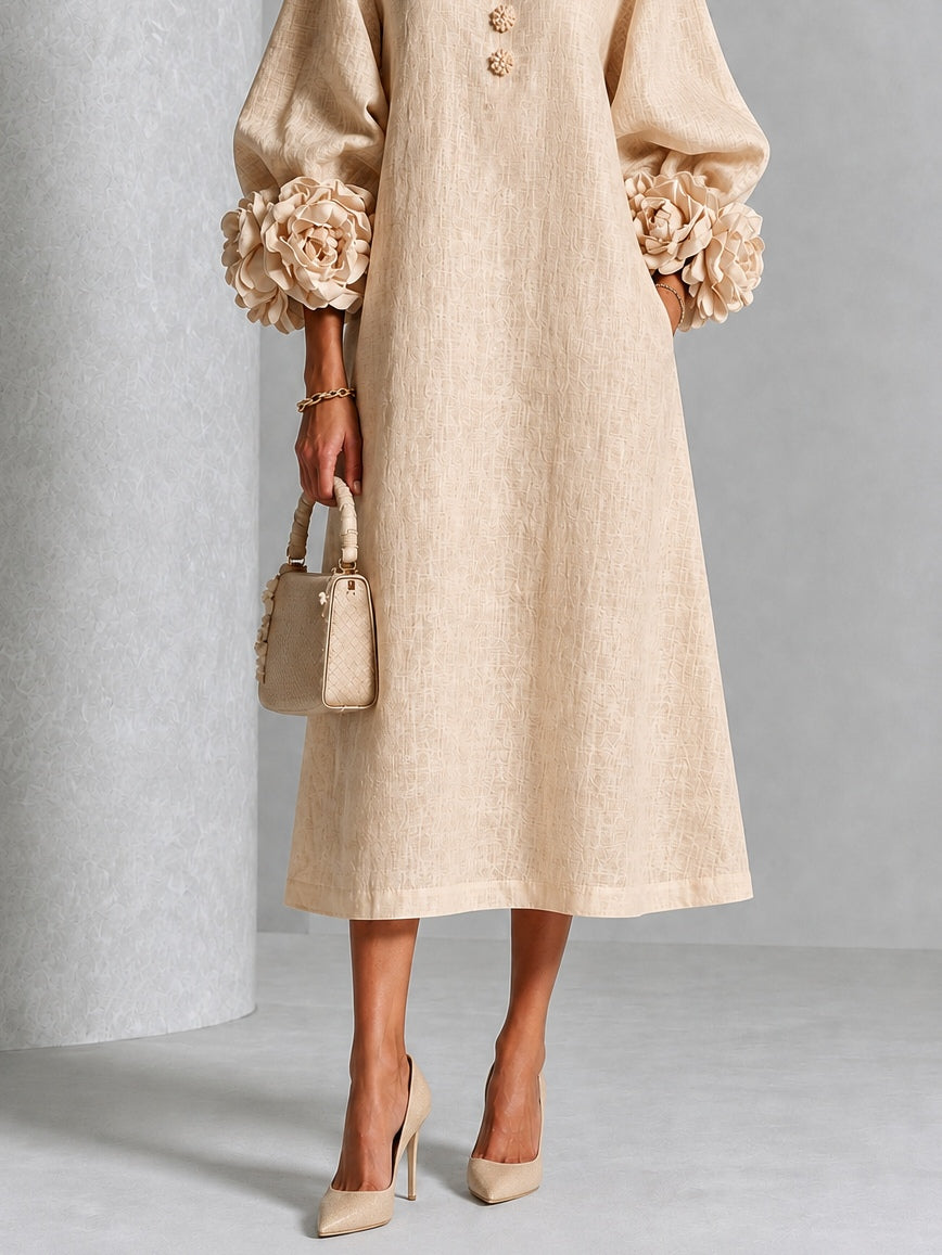 Adele | Floral Cuff Midi Dress