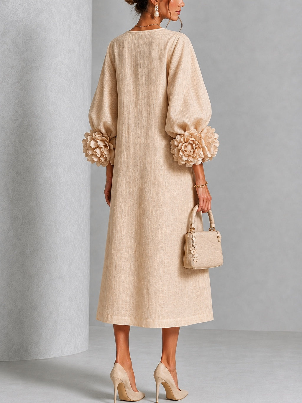 Adele | Floral Cuff Midi Dress