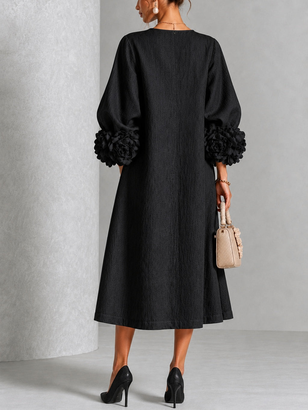 Leonora | Floral Cuff Midi Dress