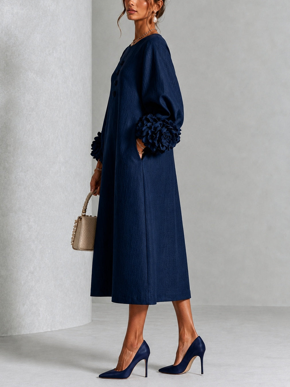 Winifred | Floral Cuff Midi Dress