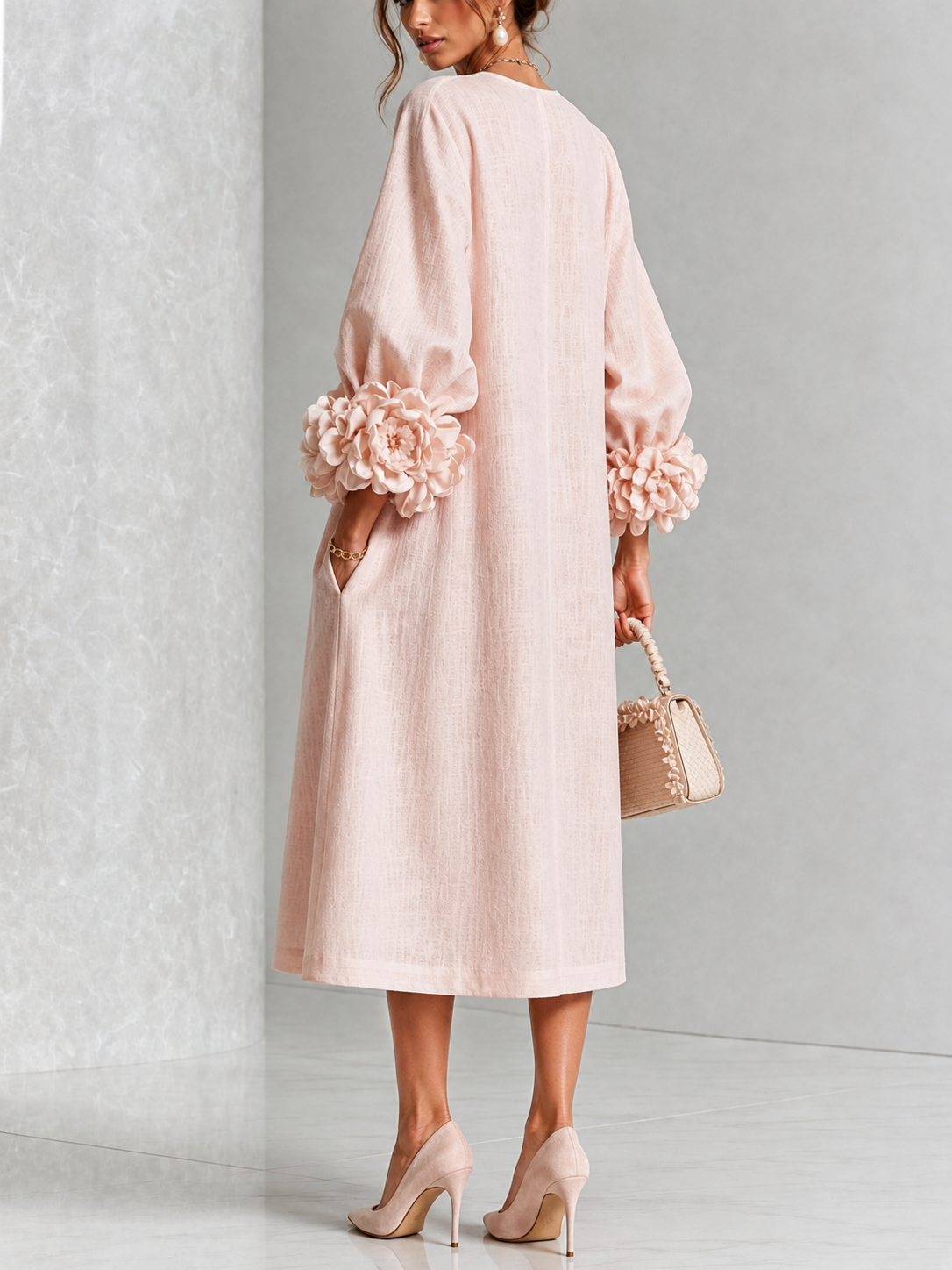 Antonia | Floral Cuff Midi Dress