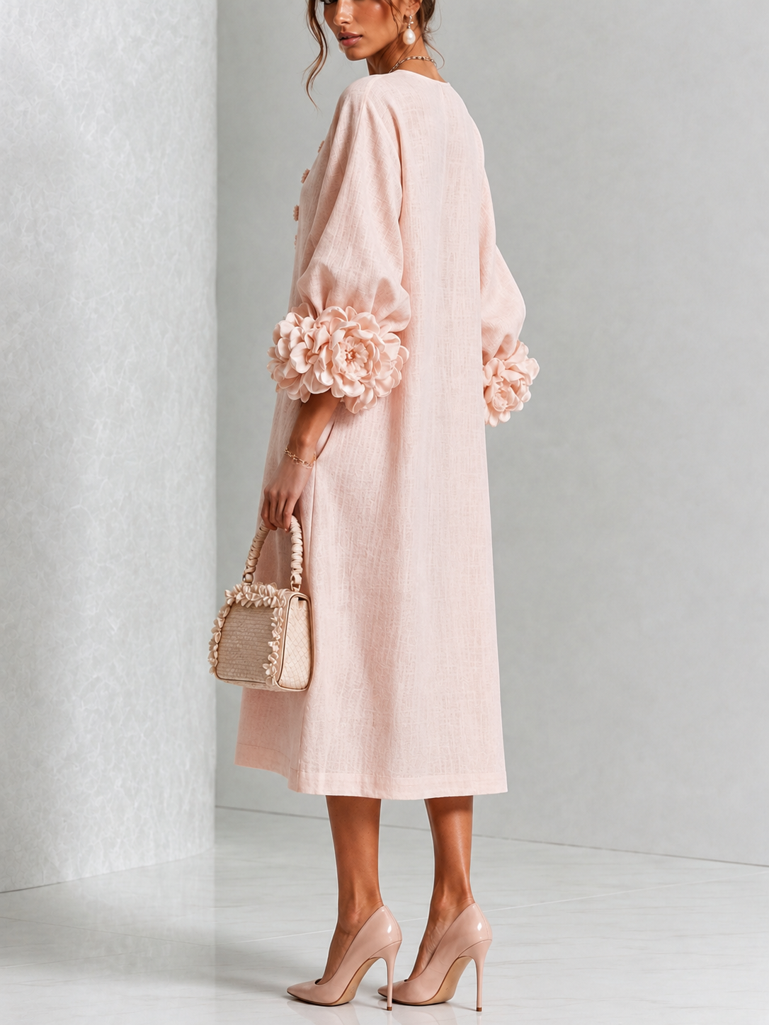 Antonia | Floral Cuff Midi Dress