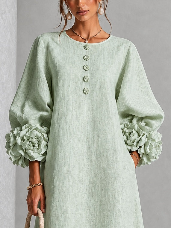 Clara | Floral Cuff Midi Dress