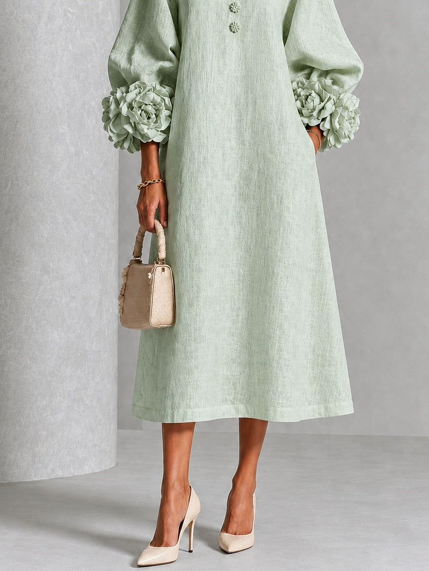 Clara | Floral Cuff Midi Dress