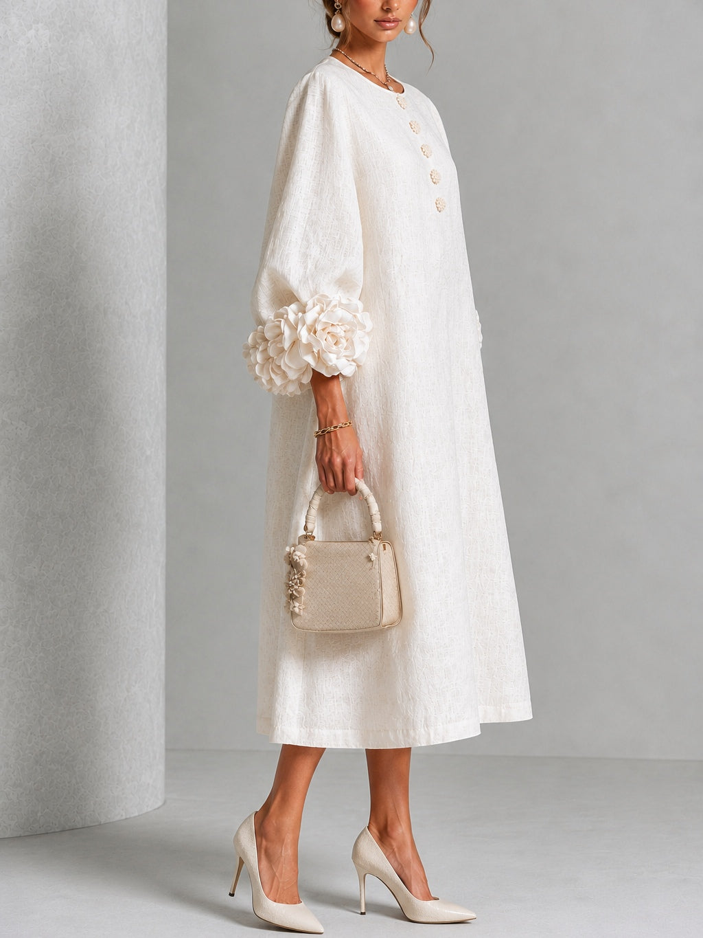 Magnolia | Floral Cuff Midi Dress