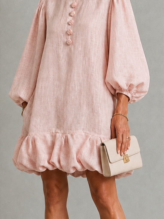 Verity | Floral Button Puff Sleeve Mini Dress