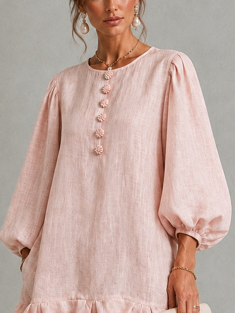 Verity | Floral Button Puff Sleeve Mini Dress
