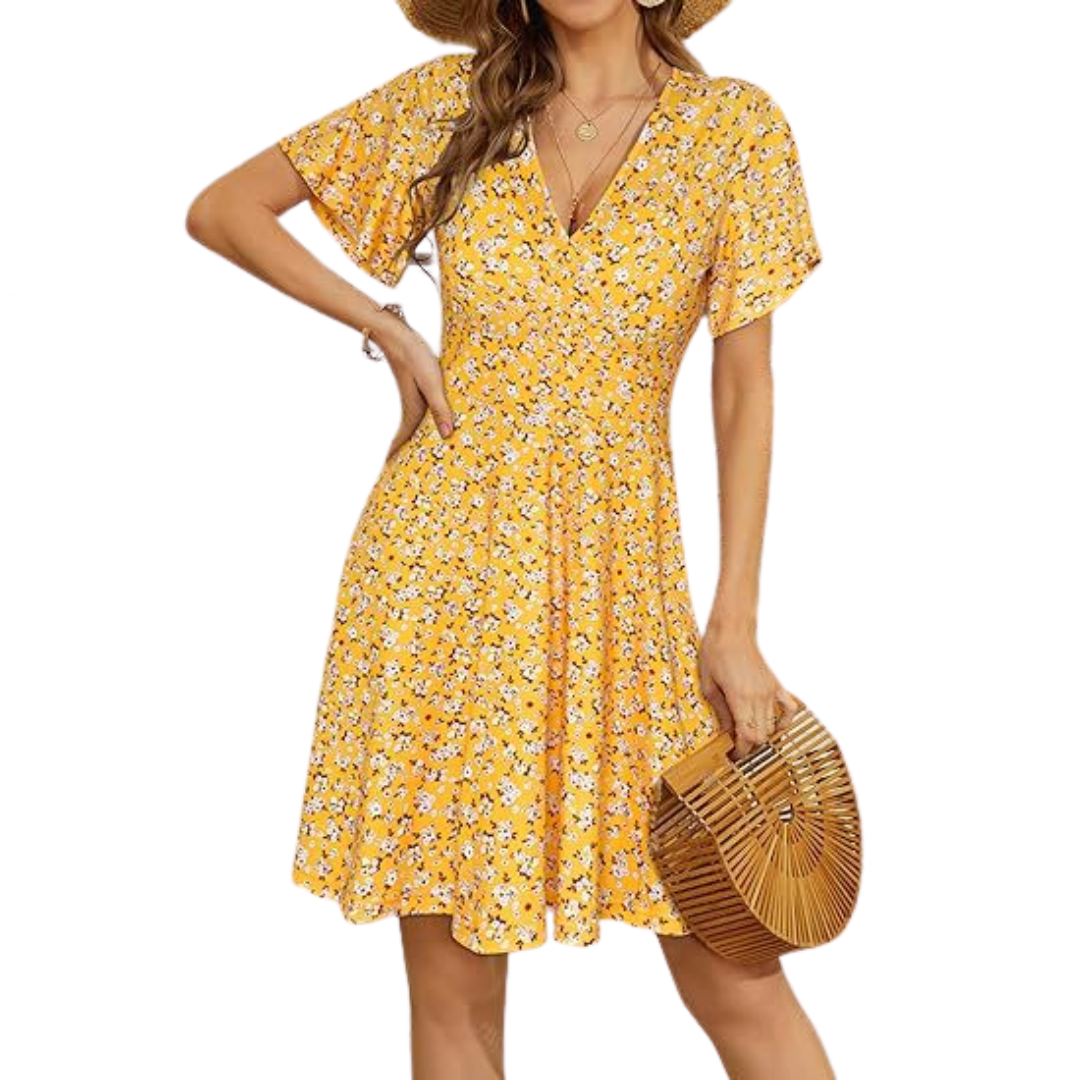 WILLA™ – Floral Swing V-Neck Mini Dress