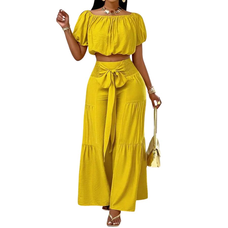 HALLIE™ – Bow Shoulderless Wide Leg Set