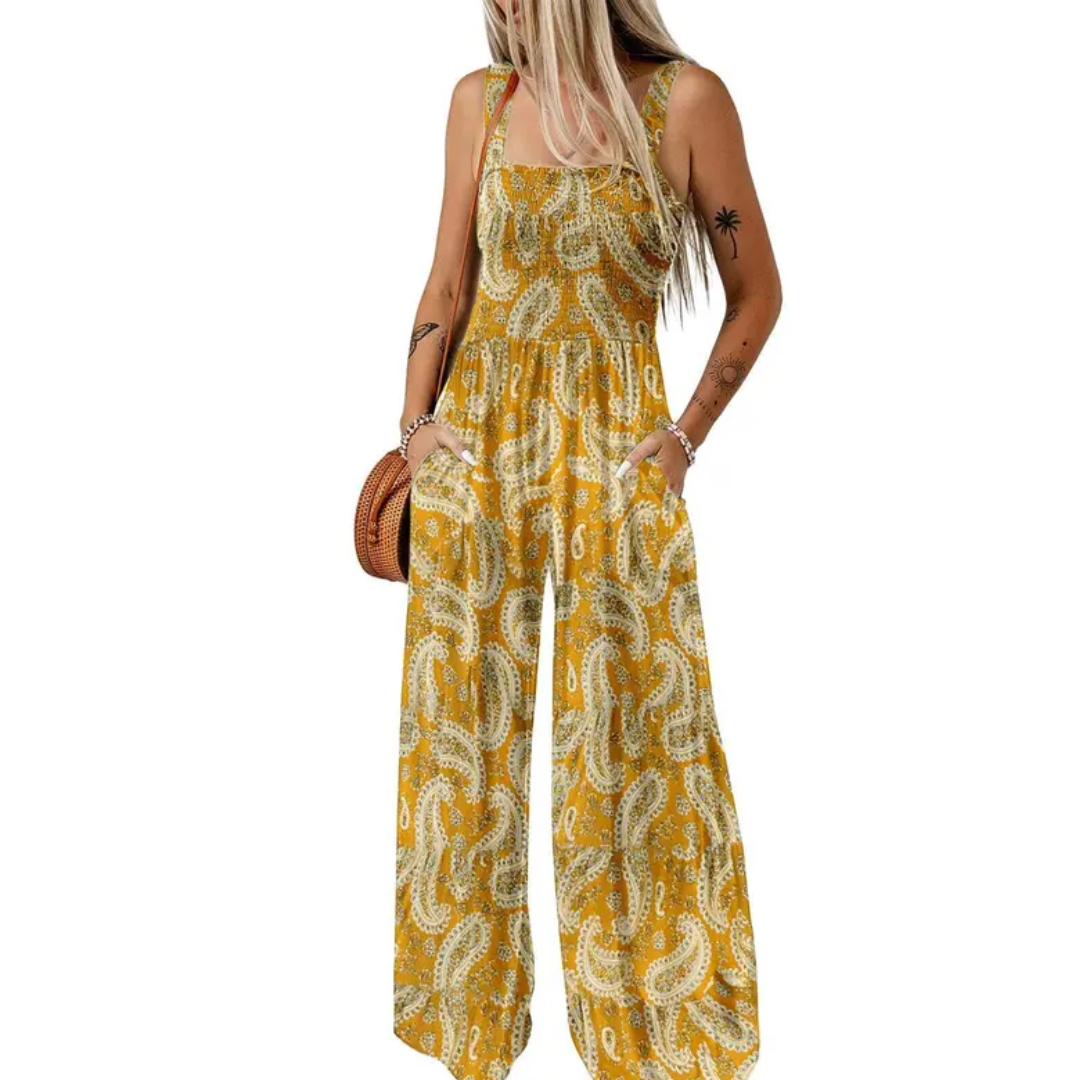SOLARA™ – Boho Printed Wide-Leg Jumpsuit