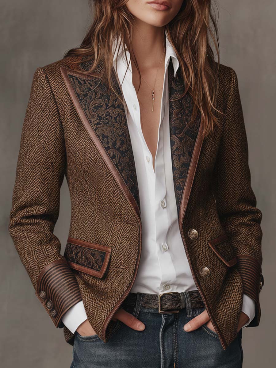 Arabella | Herringbone Panel Blazer