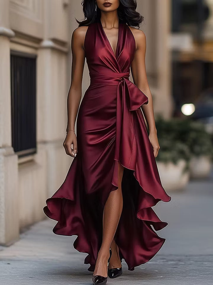 Vanessa | Halter Ruffle Evening Gown